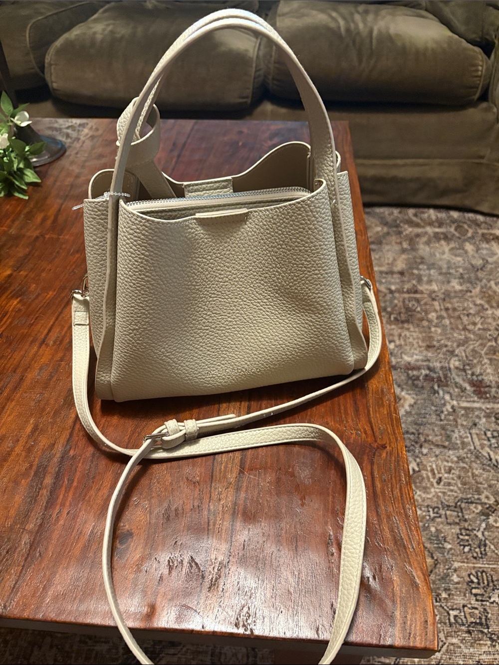 Melie Bianco pebbled faux leather crossbody bag. New no tags